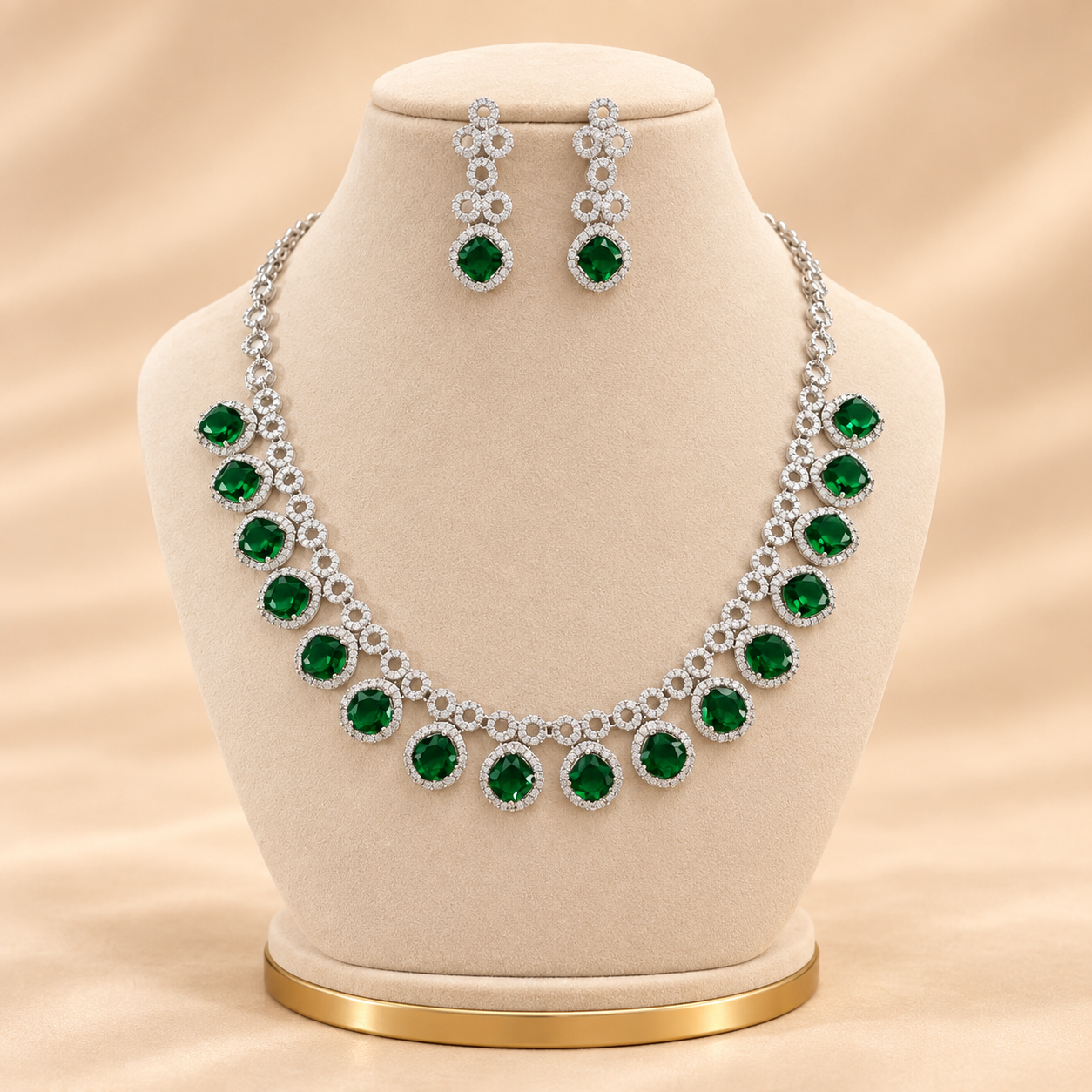 Regal Emerald Crystal Necklace Set