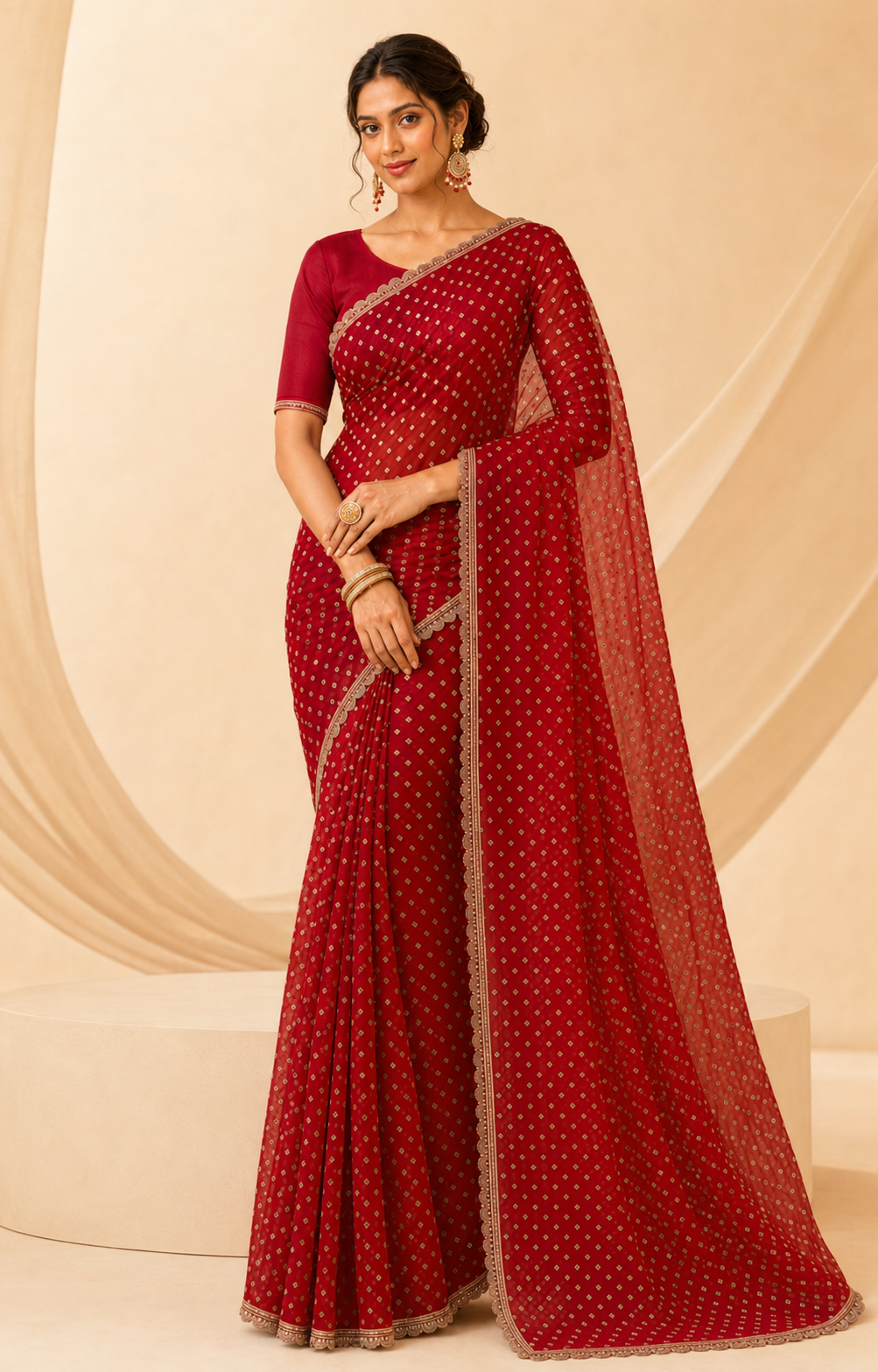 Ruby Zari Organza Saree