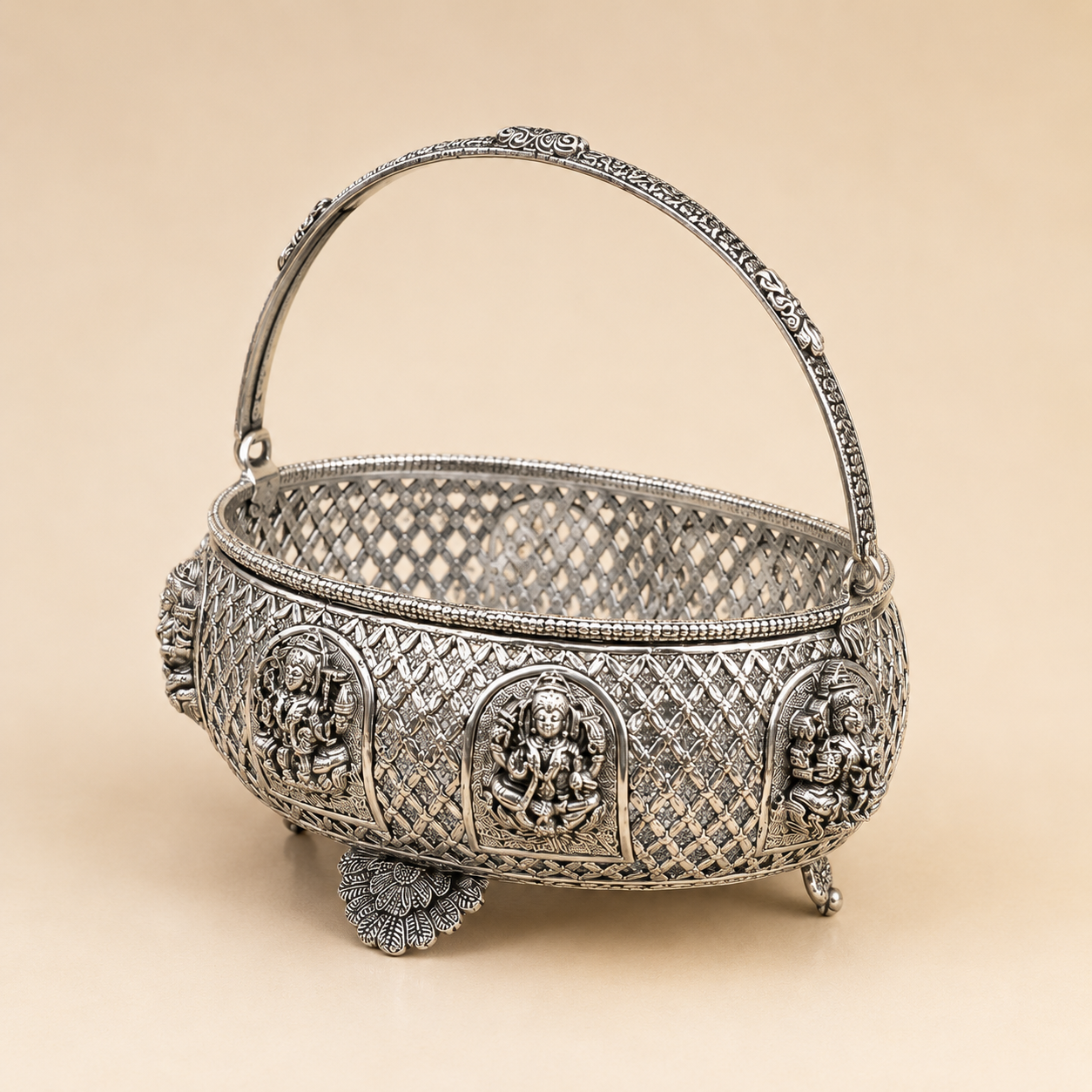 Handcrafted German Silver Decorative Fruit Basket