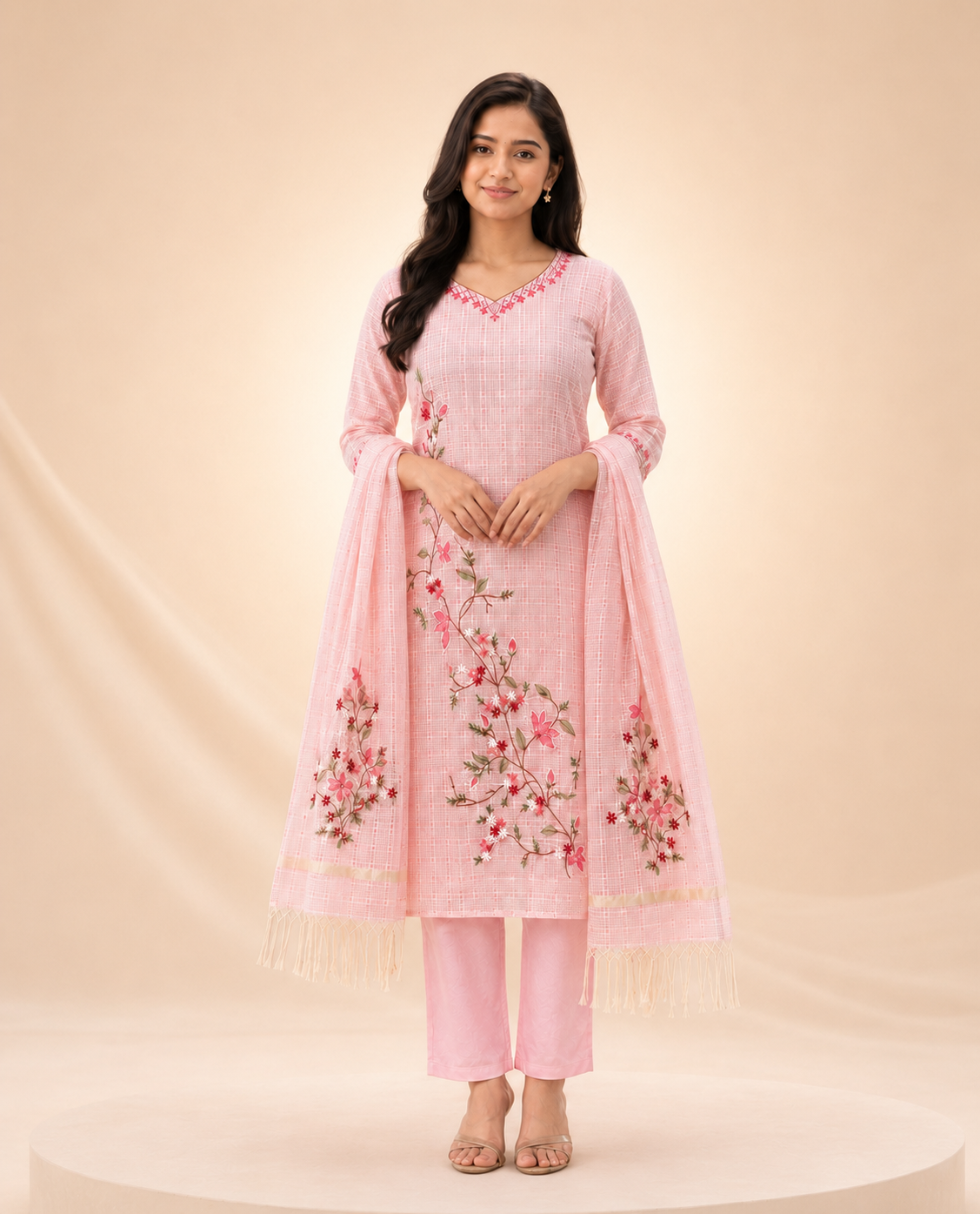 Blush Bloom Embroidered Suit Set
