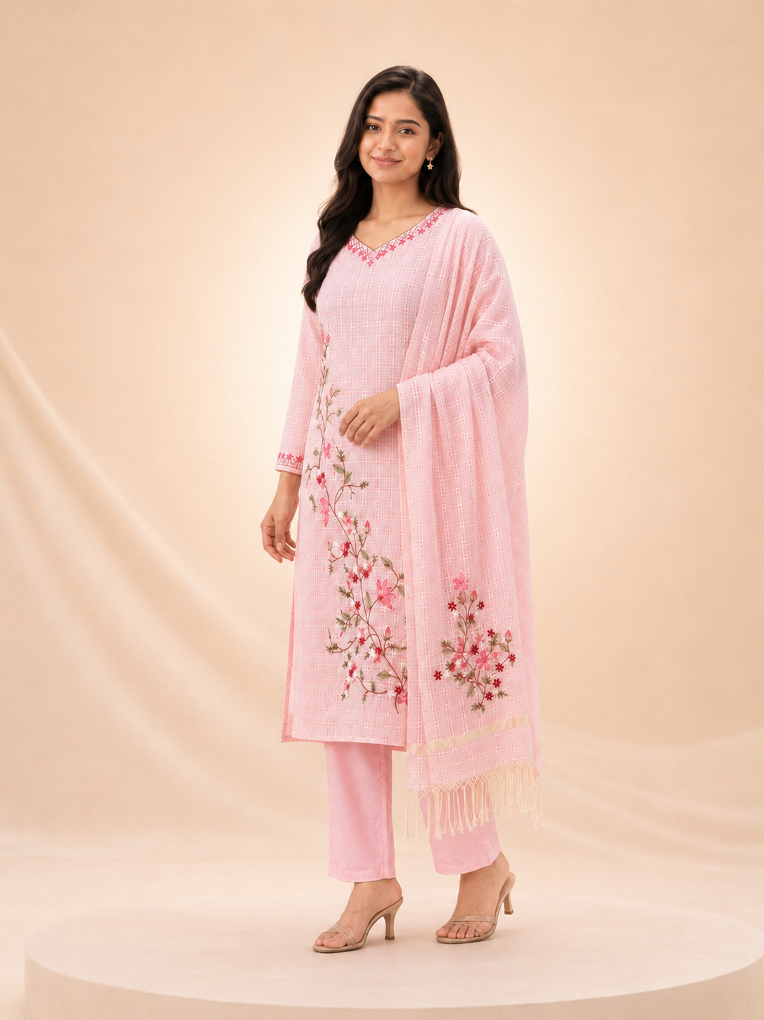 Blush Bloom Embroidered Suit Set