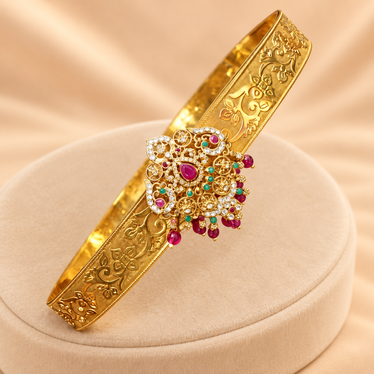 Ruby Green Floral Vaddanam