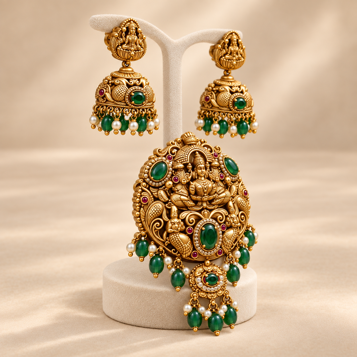 Lakshmi Temple Pendant Set