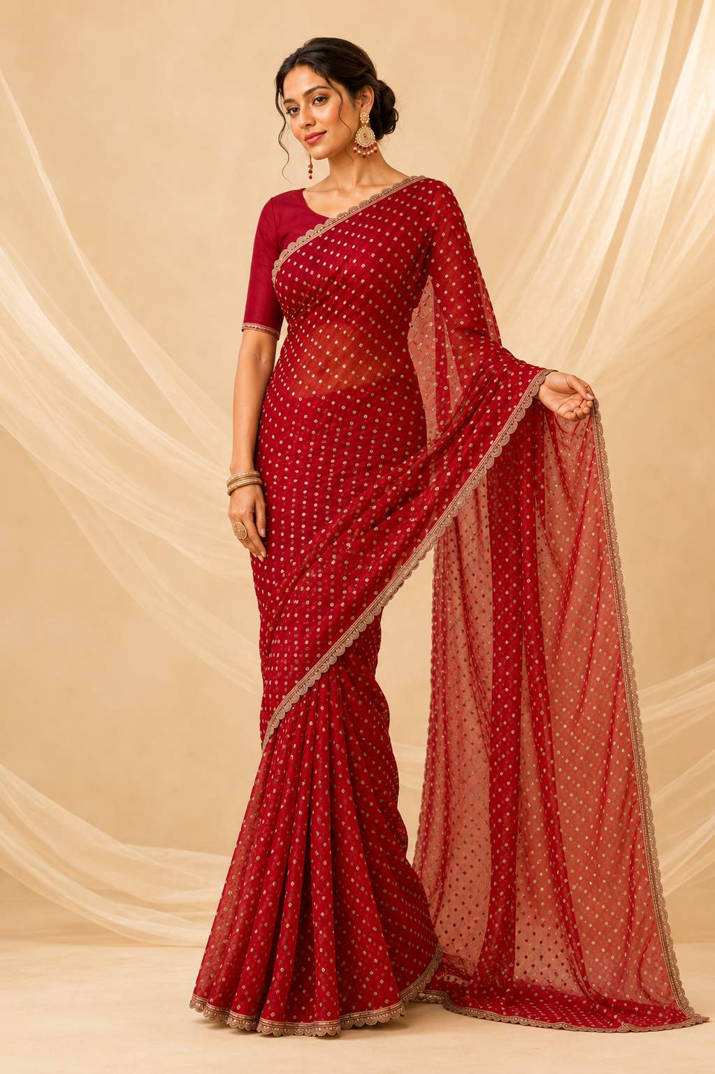 Ruby Zari Organza Saree