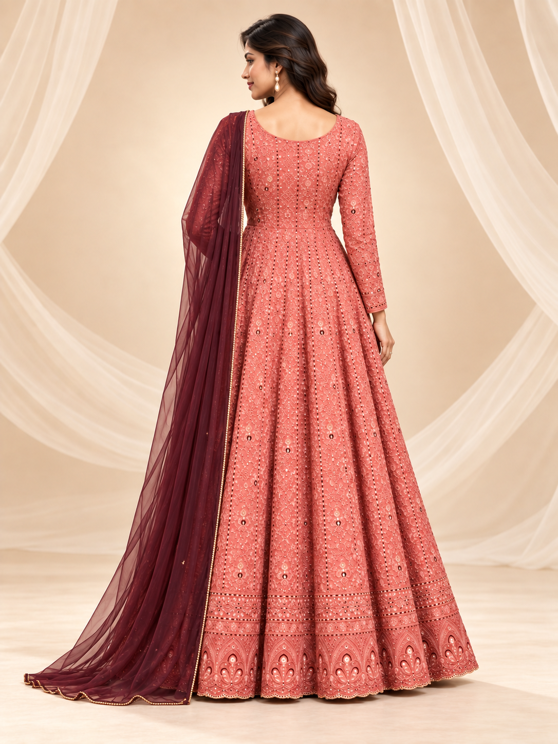 Elegant Embroidered Anarkali Set