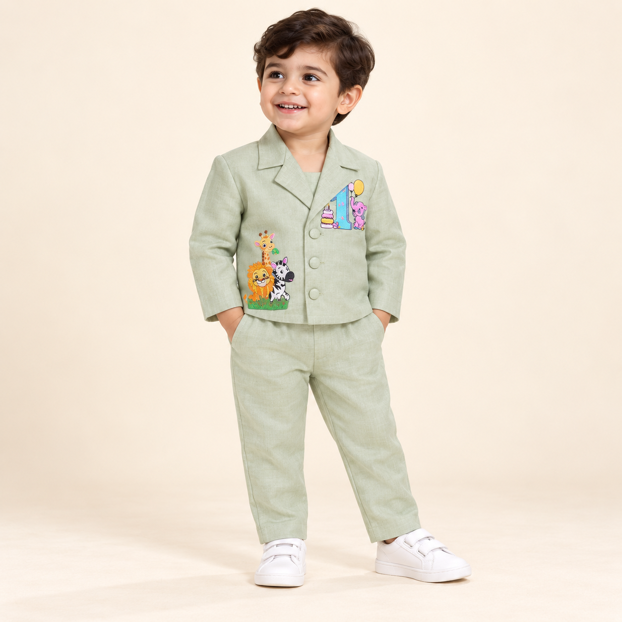Sage green boys blazer set